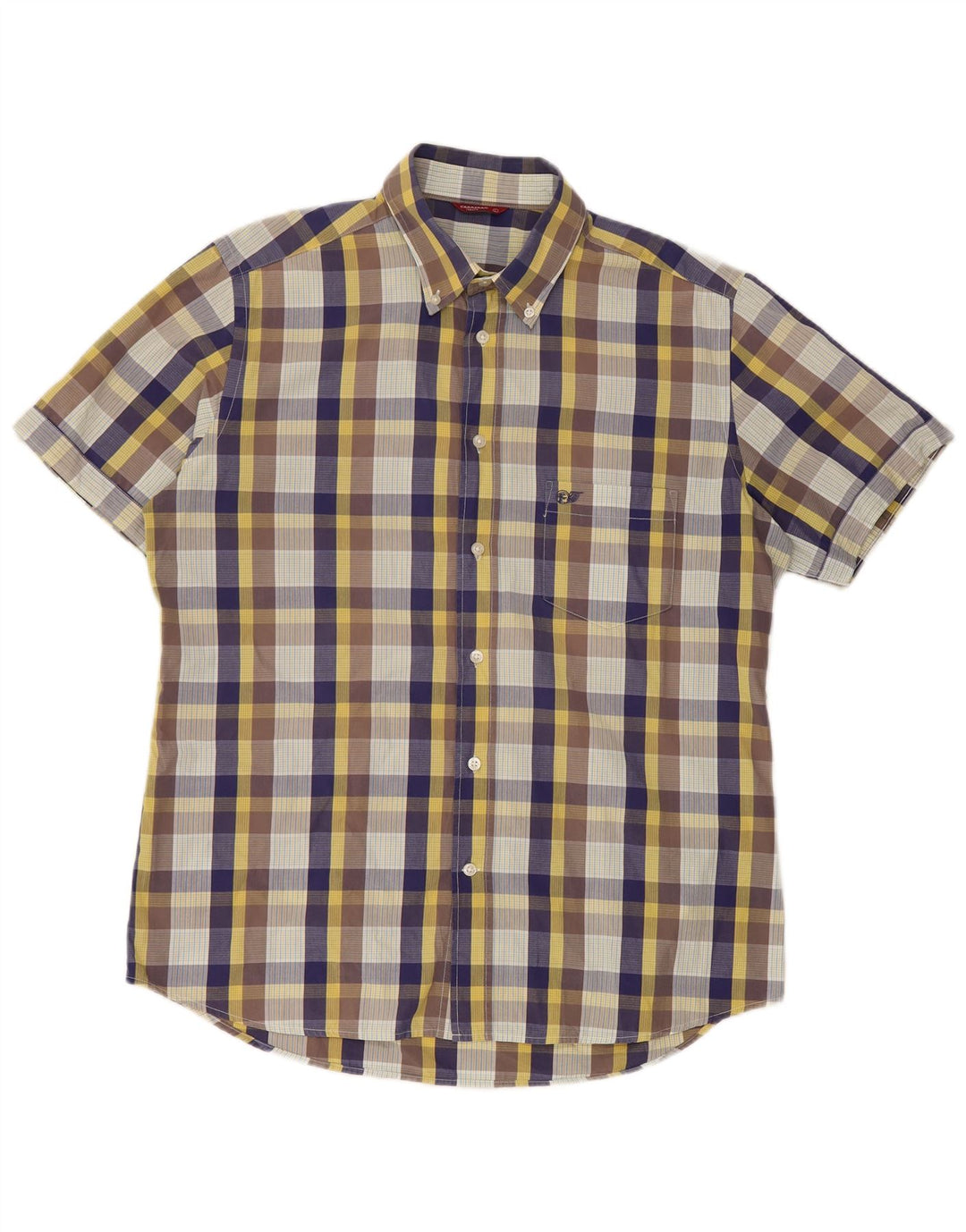 CARRERA Mens Short Sleeve Shirt Large Multicoloured Check Cotton