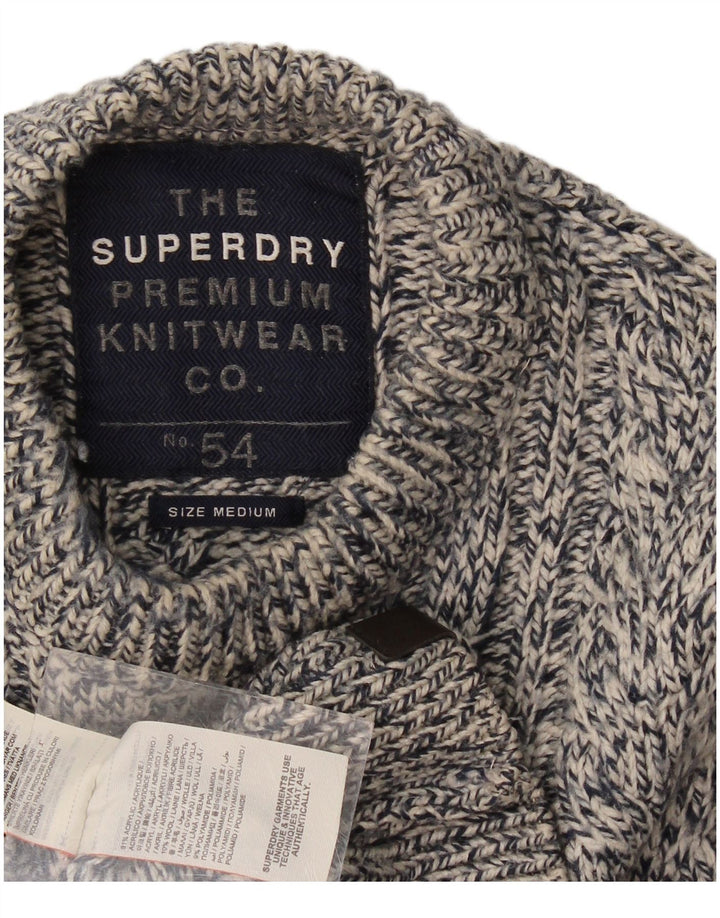 Męski sweter Superdry z okrągłym dekoltem, średni granatowy, wełniany nakrapiany