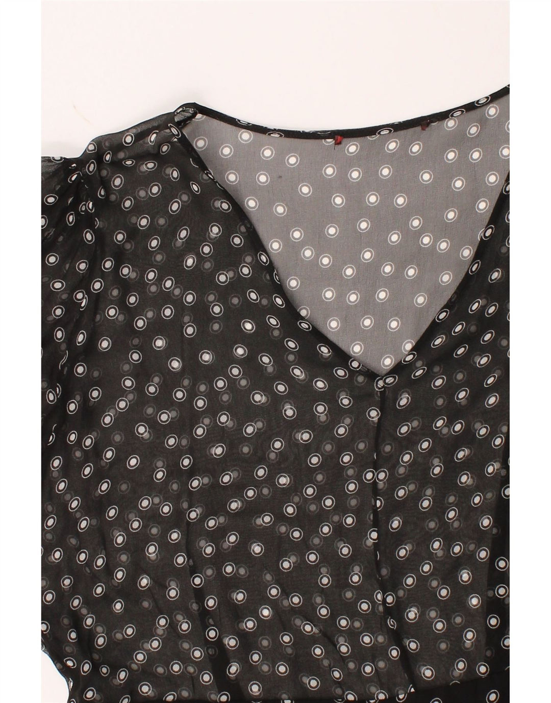 VINTAGE Womens See Through A-Line Dress UK 12 Medium Black Spotted Vintage Vintage and Second-Hand Vintage from Messina Hembry 
