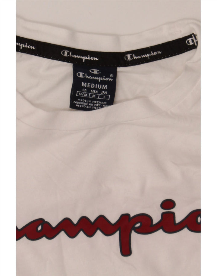 CHAMPION Mens Graphic T-Shirt Top Medium White Cotton Vintage Champion and Second-Hand Champion from Messina Hembry 