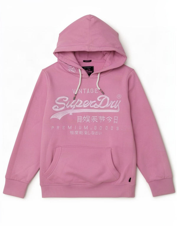 Damski sweter z kapturem Superdry Graphic Classic Fit UK 12, średni różowy, bawełniany