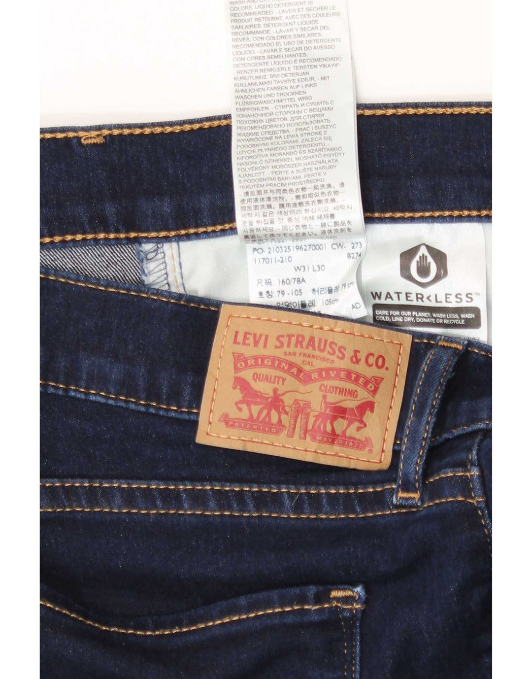 Damskie jeansy Levi's 312 Shaping W31 L30 Granatowa bawełna