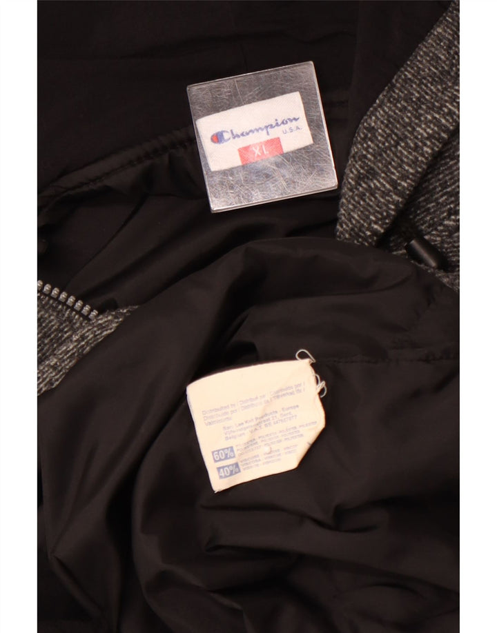 Męska kurtka polarowa z kapturem CHAMPION UK 42 XL Szara, poliestrowa w prążki