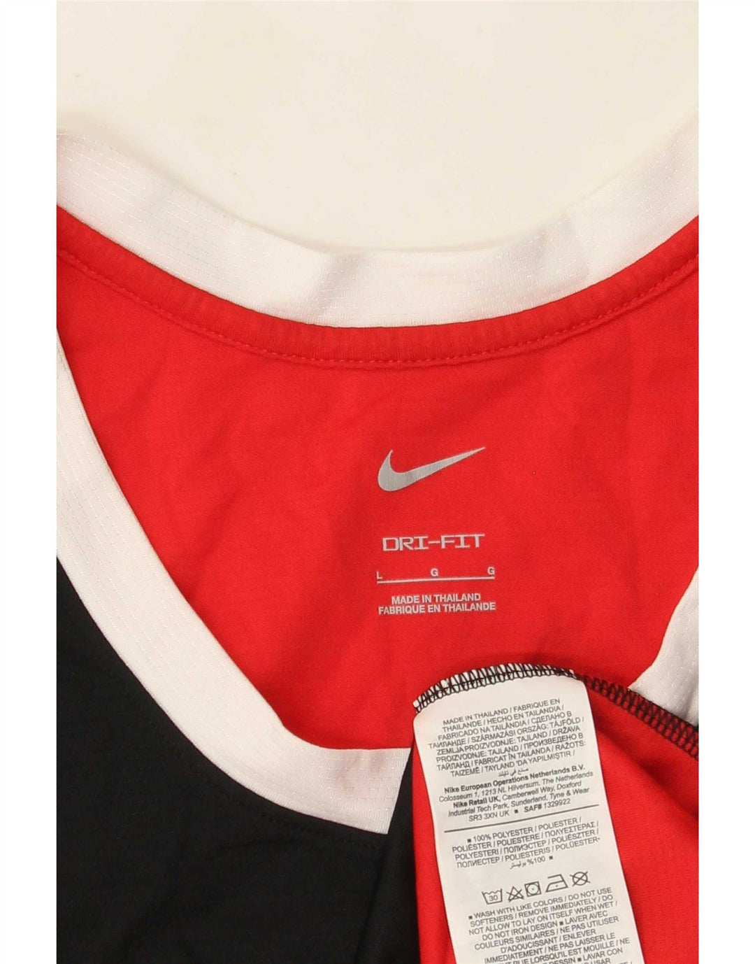 Męska kamizelka z grafiką Nike, duża, czerwona, poliestrowa koszulka z blokami kolorów