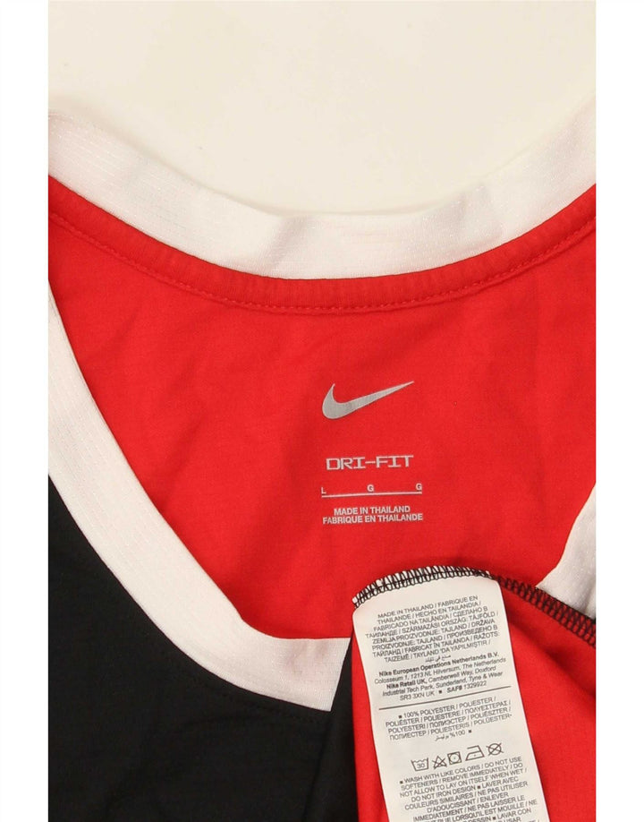 Męska kamizelka z grafiką Nike, duża, czerwona, poliestrowa koszulka z blokami kolorów