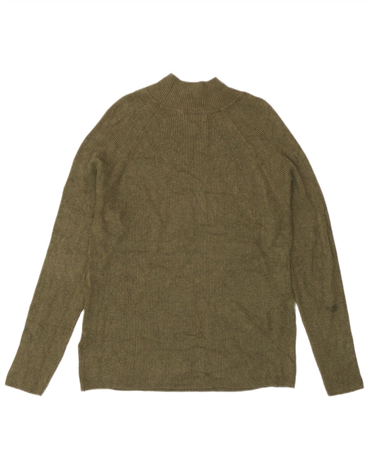 Marks & Spencer Damski sweter z golfem, UK 16, duży, khaki, wiskoza