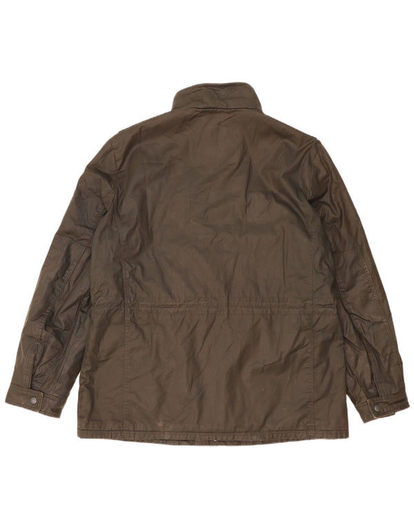 Marks & Spencer Męska niebieska kurtka z woskowanej bawełny, UK 42 XL, khaki, bawełna