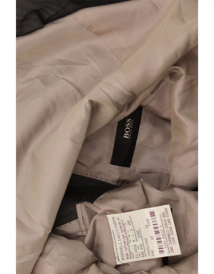 Męska marynarka zapinana na 3 guziki HUGO BOSS EU 48 Średnioszara wełna w prążki