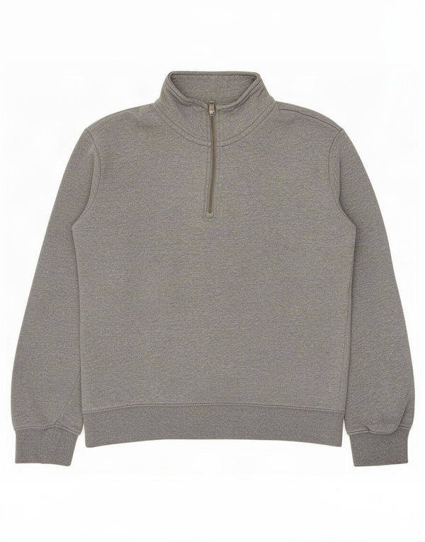 Marks & Spencer Mens Zip Neck Sweatshirt Jumper Small Grey Cotton