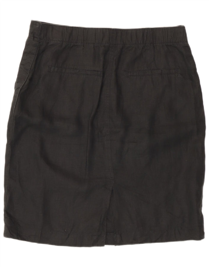 Marks & Spencer Damska prosta spódnica UK 12 Medium W32 Czarna lniana