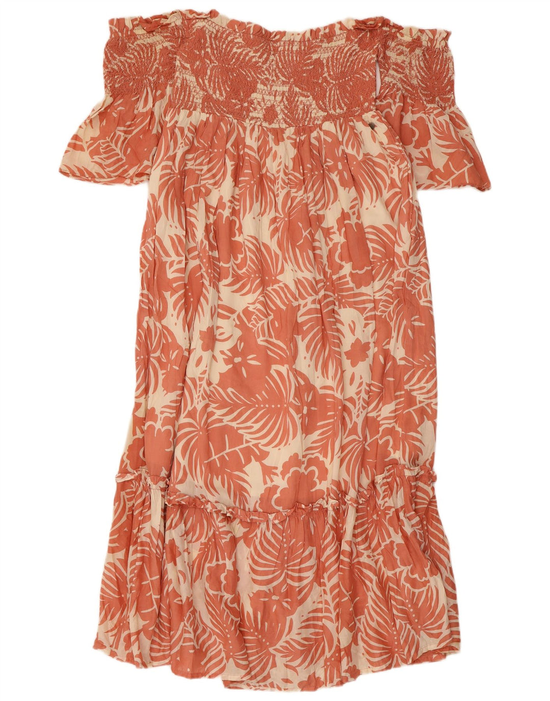 PEPE JEANS Damska sukienka z odkrytymi ramionami UK 8 Small Różowa wiskoza w kwiaty