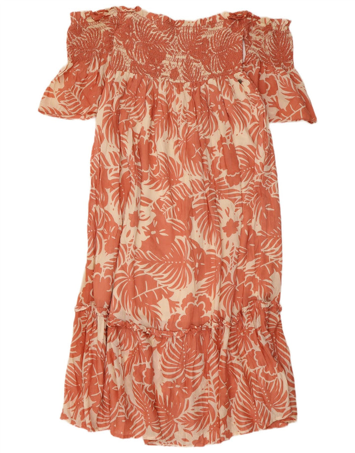 PEPE JEANS Damska sukienka z odkrytymi ramionami UK 8 Small Różowa wiskoza w kwiaty