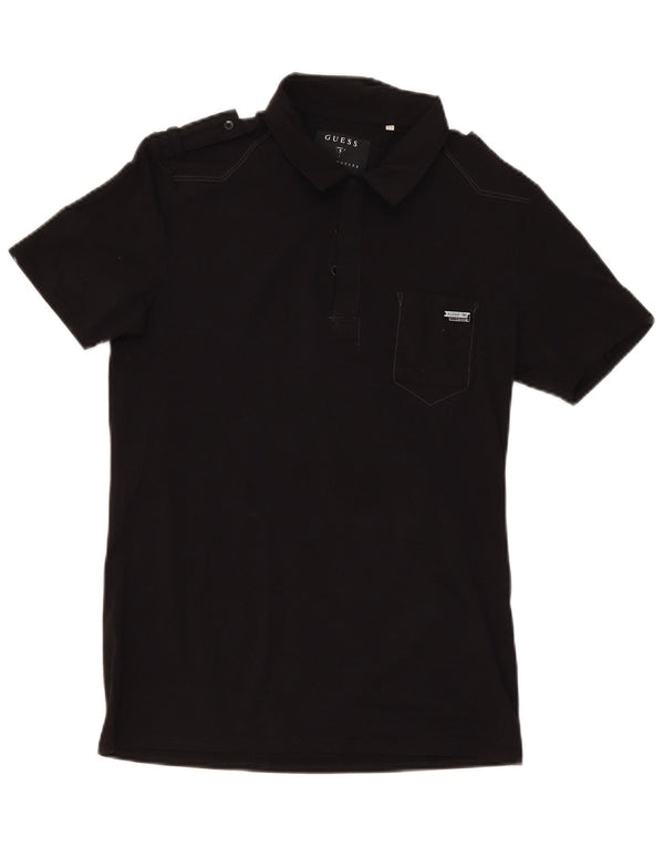 Męska wojskowa koszulka polo Guess UK 34 XS, czarna, bawełniana