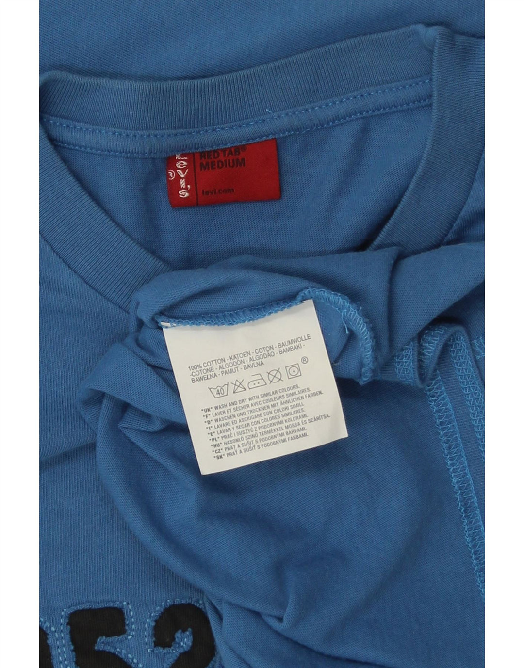 Męski graficzny top LEVI'S z długim rękawem, średnioniebieski, bawełniany