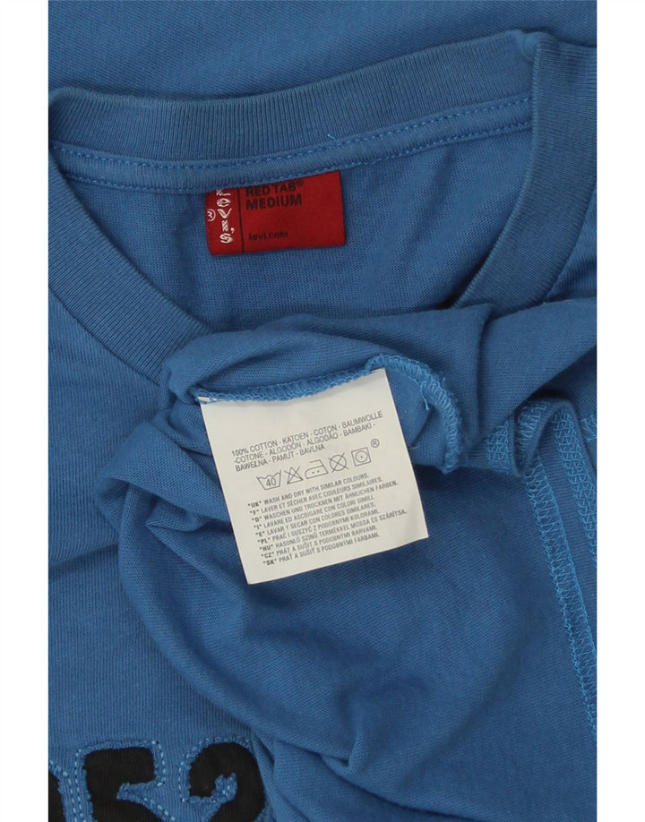 Męski graficzny top LEVI'S z długim rękawem, średnioniebieski, bawełniany