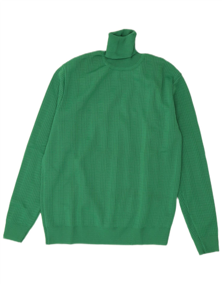 Vintage męski sweter z wywijanym dekoltem IT 50 średni zielony