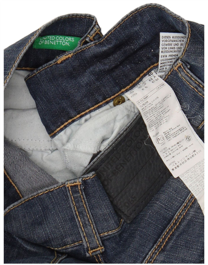 Damskie jeansy rozkloszowane BENETTON IT 40 Small W28 L32 Niebieskie bawełniane