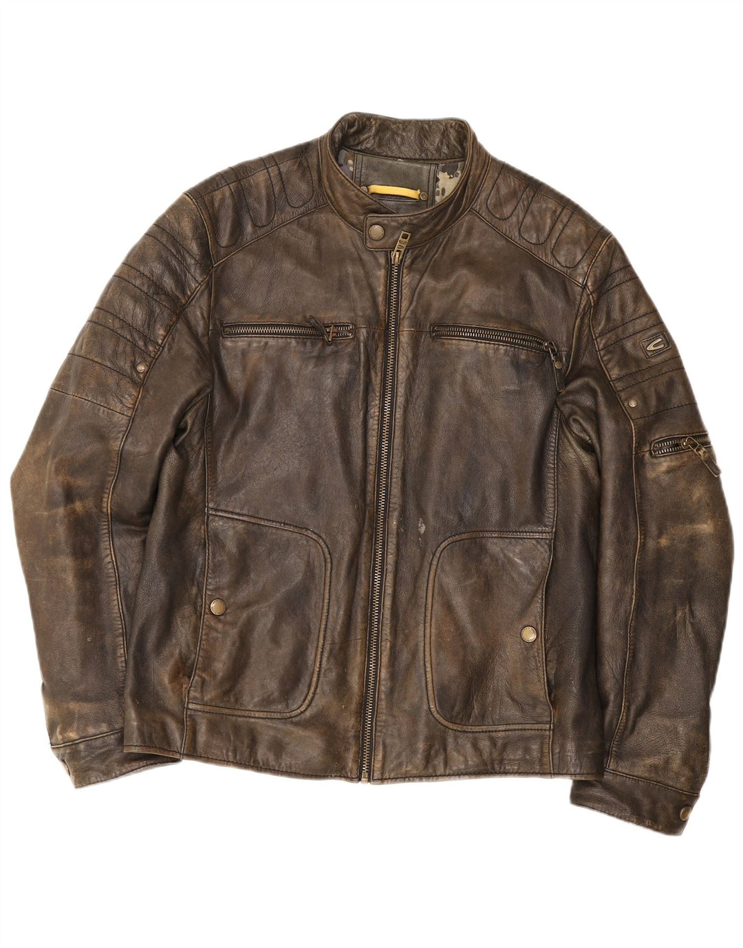 Męska skórzana kurtka racer Camel Active IT 50, duża brązowa