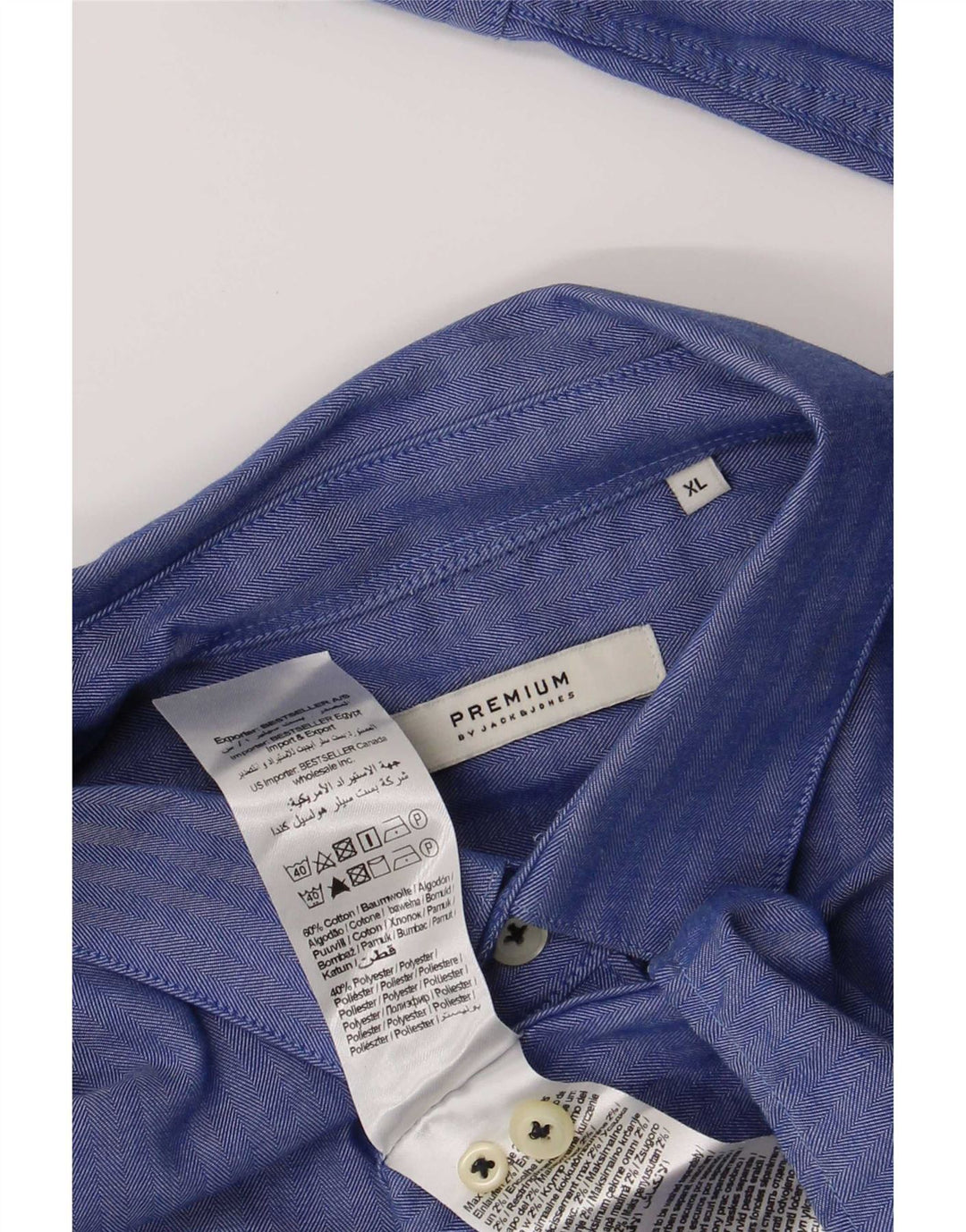 Koszula męska Jack & Jones XL, niebieska, bawełniana w jodełkę