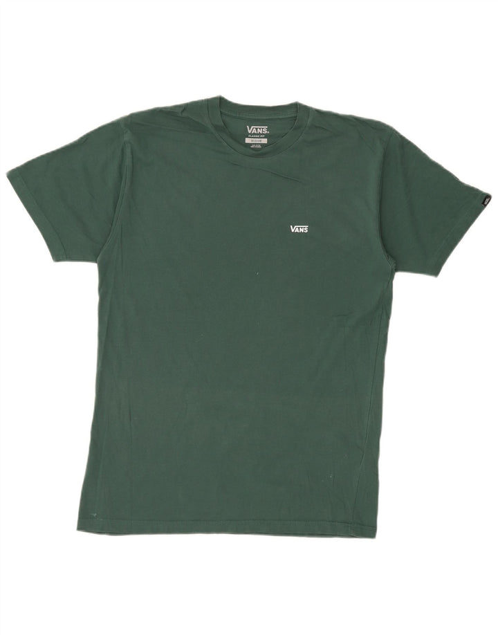 Męski T-shirt VANS o klasycznym kroju, średnio zielony, bawełniany
