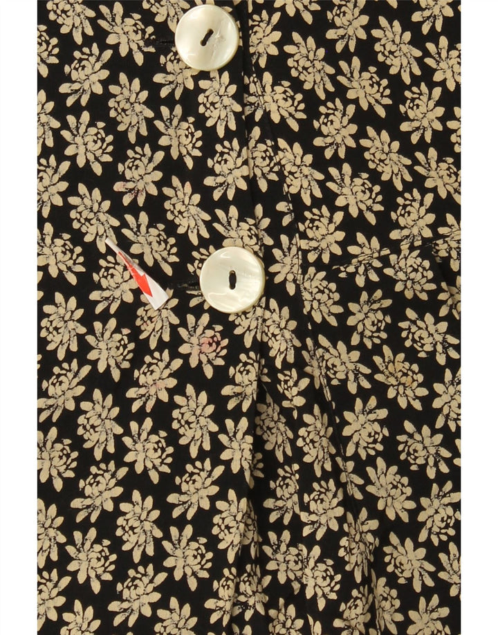 Vintage damska mini spódniczka kopertowa IT 42 Medium W26 Czarna kwiatowa wiskoza