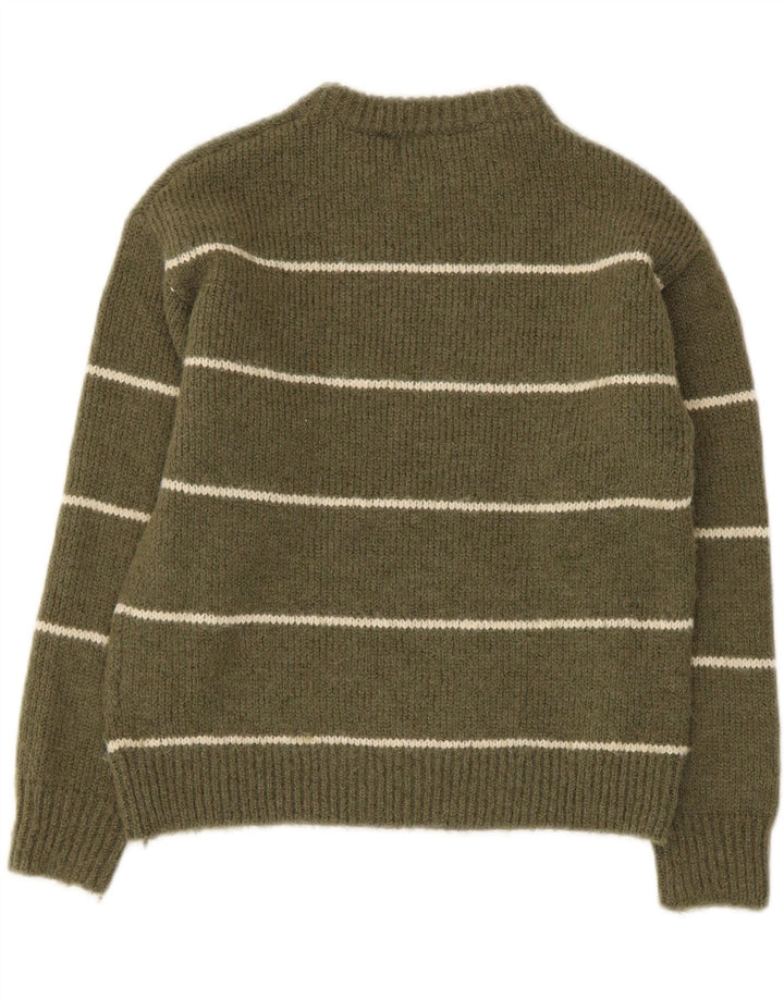 Zara Chłopięcy sweter z okrągłym dekoltem, 8-9 lat, khaki, poliester w paski