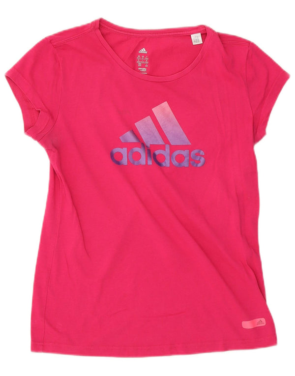 Damska koszulka Adidas Climalite Graphic Top UK 12/14 Średnioróżowa bawełna