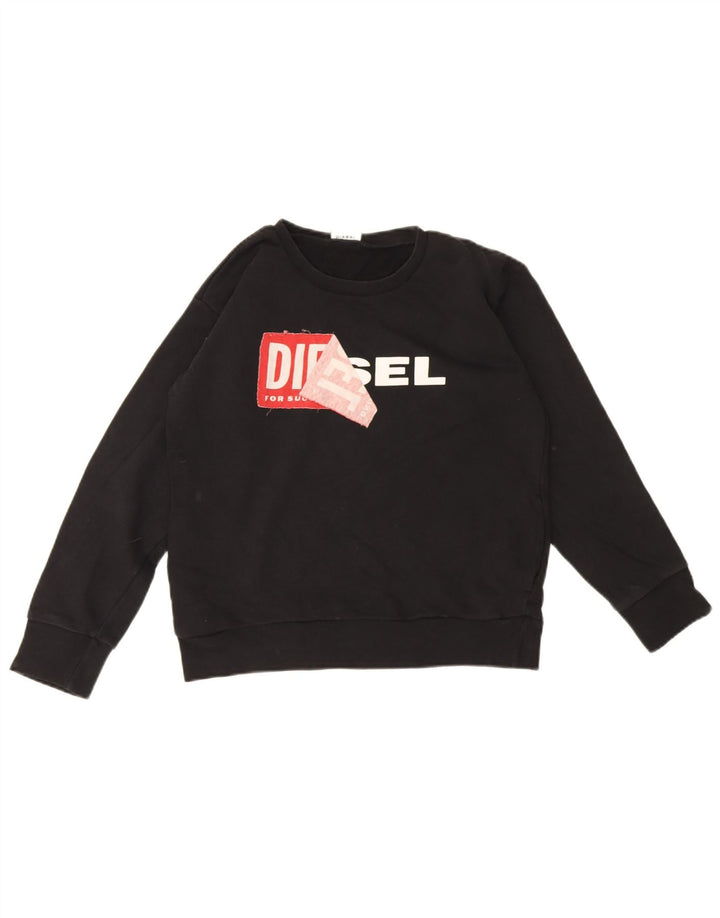 Damska bluza z grafiką Diesel, UK 12, średnia czarna bawełna