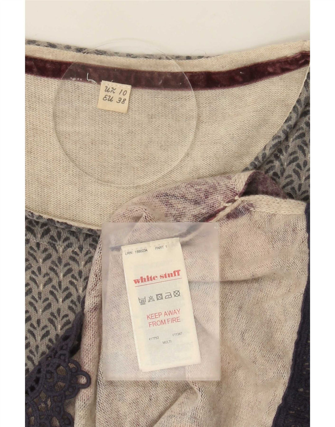 Damski sweter z dekoltem w łódkę White Stuff UK 10, mały, wielokolorowy