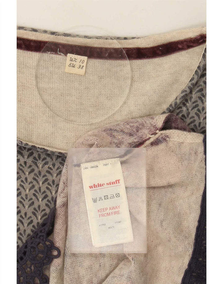 Damski sweter z dekoltem w łódkę White Stuff UK 10, mały, wielokolorowy