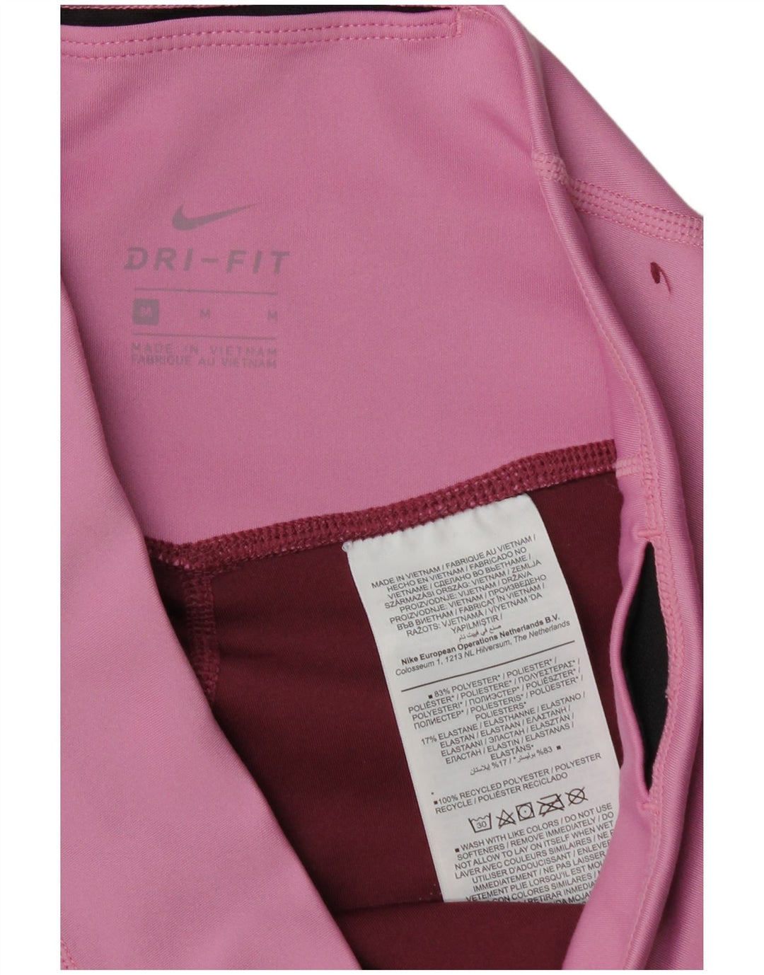 Damskie legginsy NIKE Dri Fit UK 14, poliester w kolorze średniego burgunda