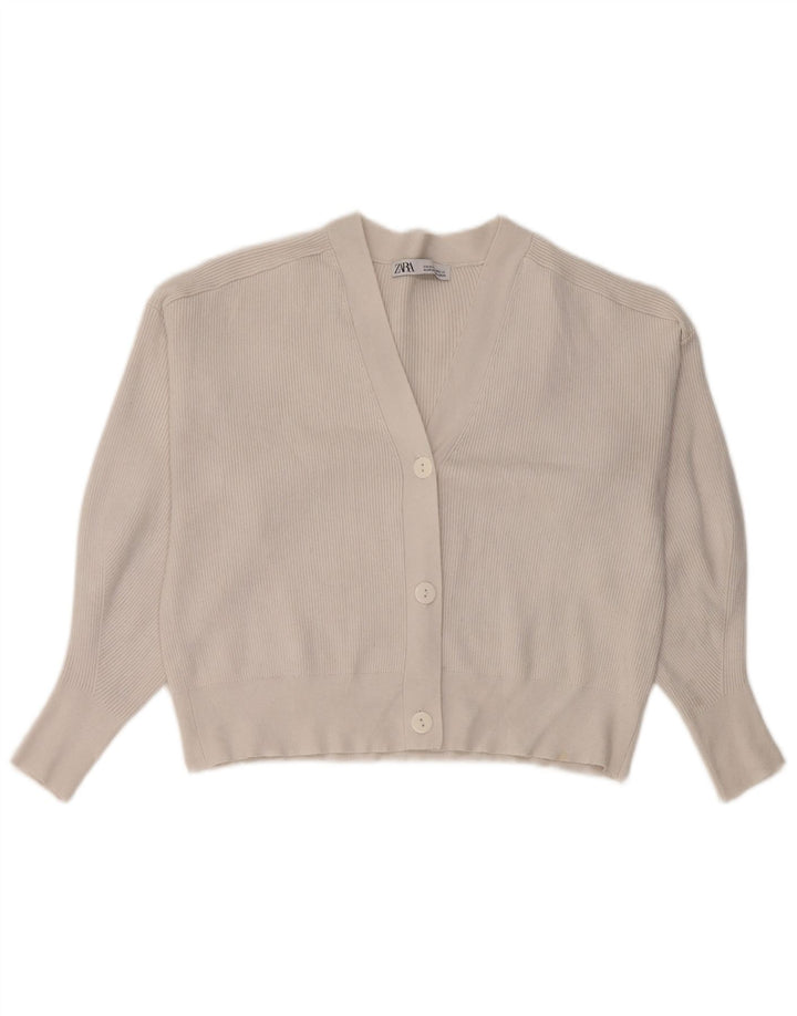 Sweter damski Zara Crop Cardigan UK 14 Średni biały