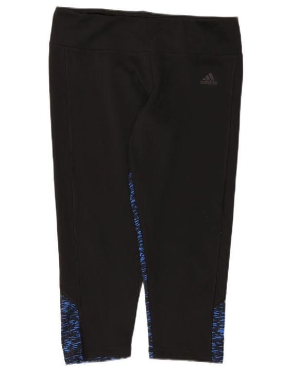 Legginsy Adidas Damskie Climalite Capri UK 16/18 Duże Czarne Nakrapiane