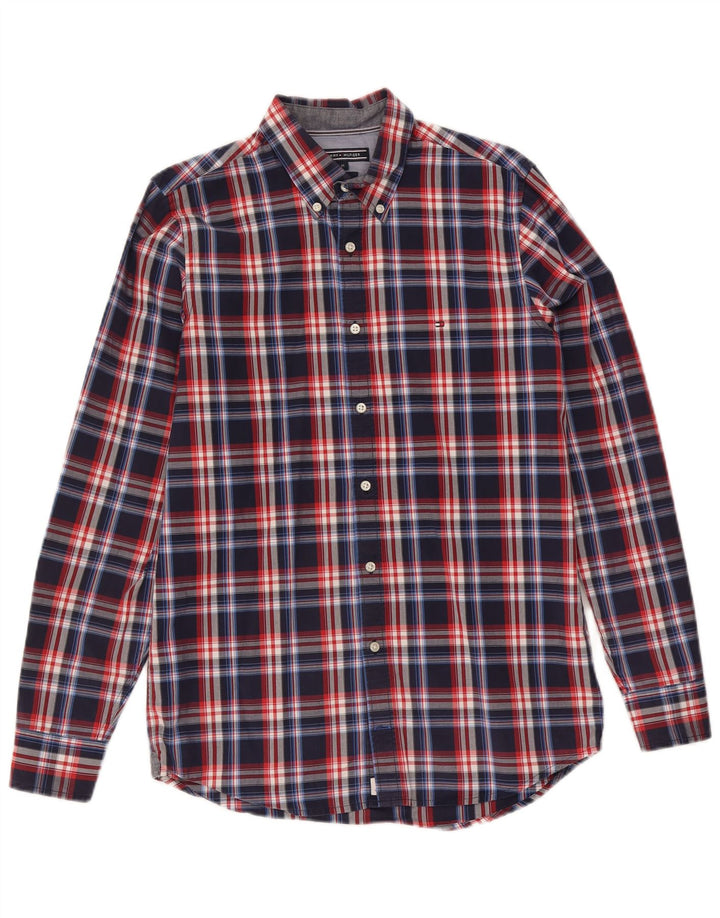 Męska koszula slim fit Tommy Hilfiger w średnią granatową kratkę, bawełniana