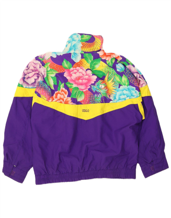 Damska kurtka oversize ODLO typu Anorak EU 36, mały fioletowy kwiatowy poliester