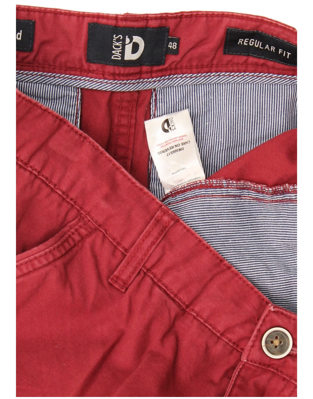 Męskie spodenki chino o regularnym kroju Dack IT 48 Medium W34 Burgundowa bawełna