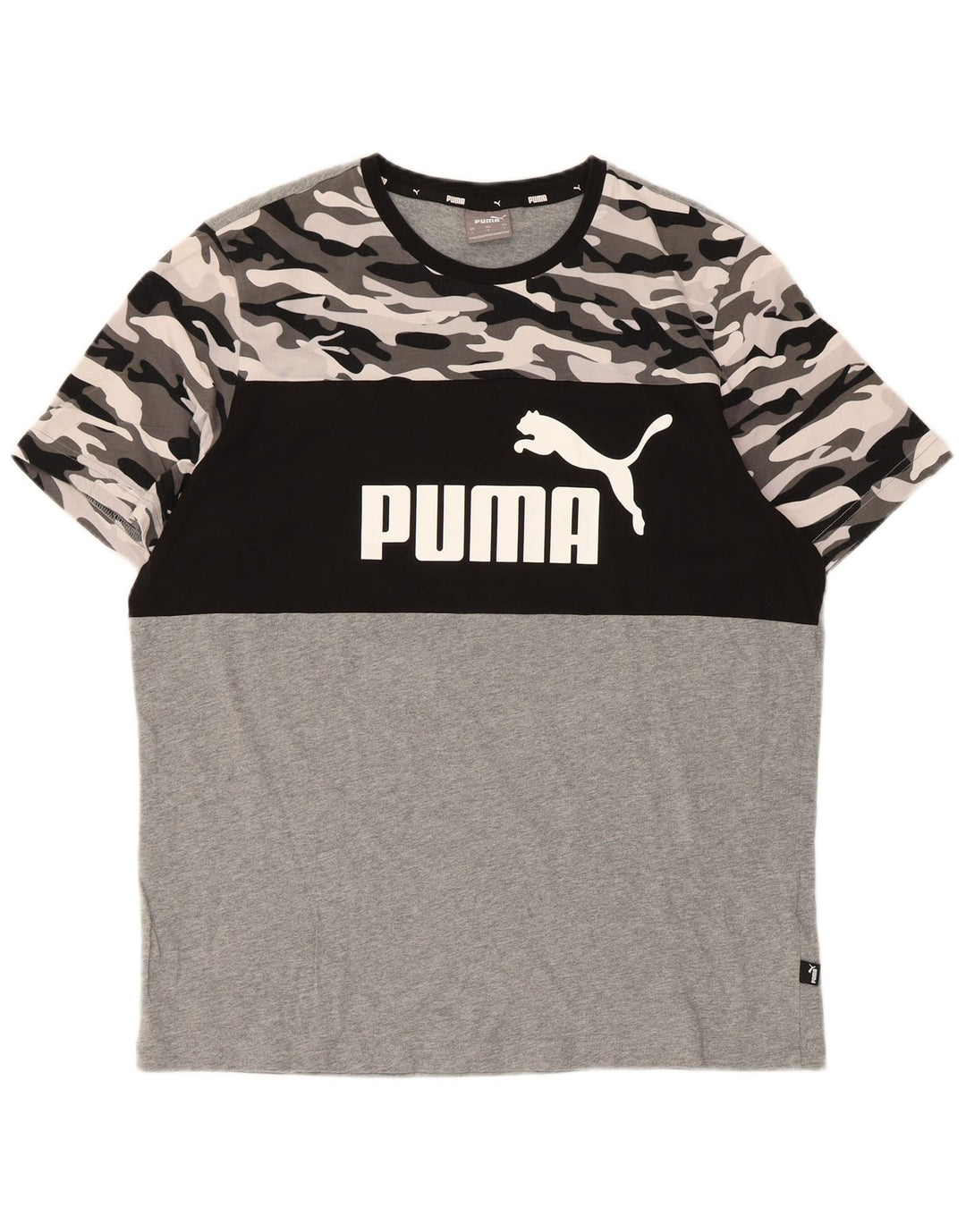 Męski T-shirt Puma z grafiką, duży, wielokolorowy, bawełniany kamuflaż