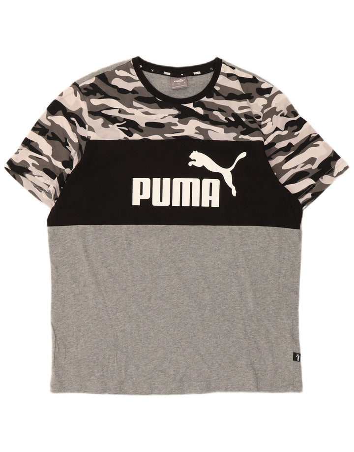 Męski T-shirt Puma z grafiką, duży, wielokolorowy, bawełniany kamuflaż