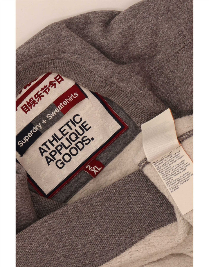 Męski sweter z grafiką Superdry 2XL, szary, bawełniany w plamki