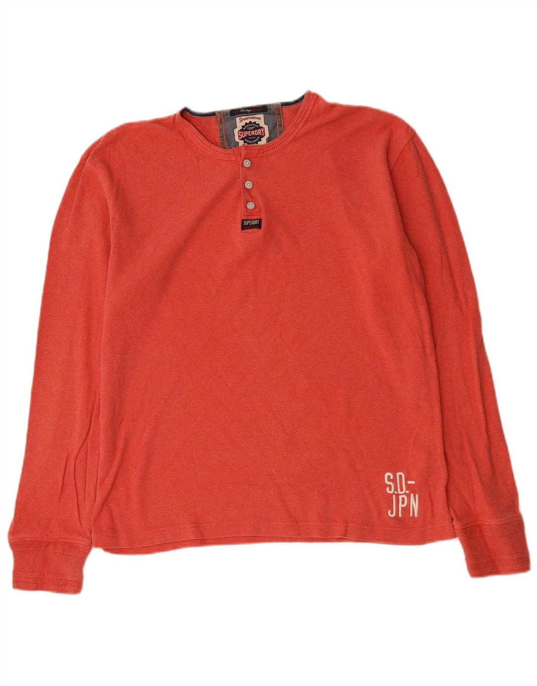 Superdry męski top z długim rękawem XL, czerwony, bawełniany