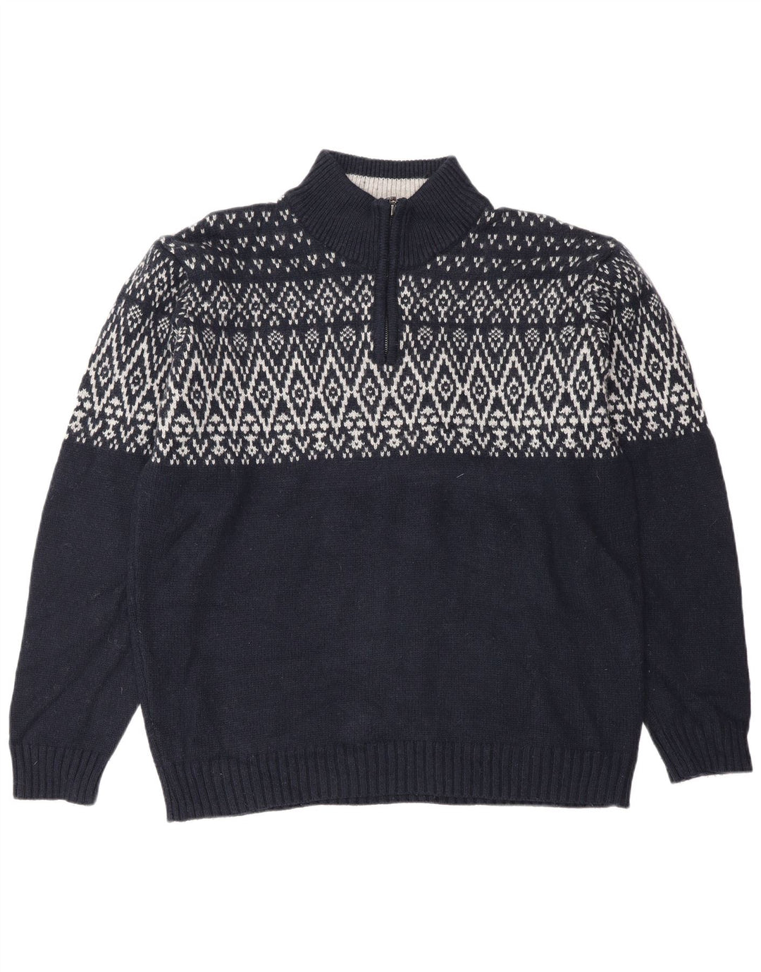 Marks & Spencer Męski sweter w kolorze niebieskim i zapinanym na zamek, duży, granatowy