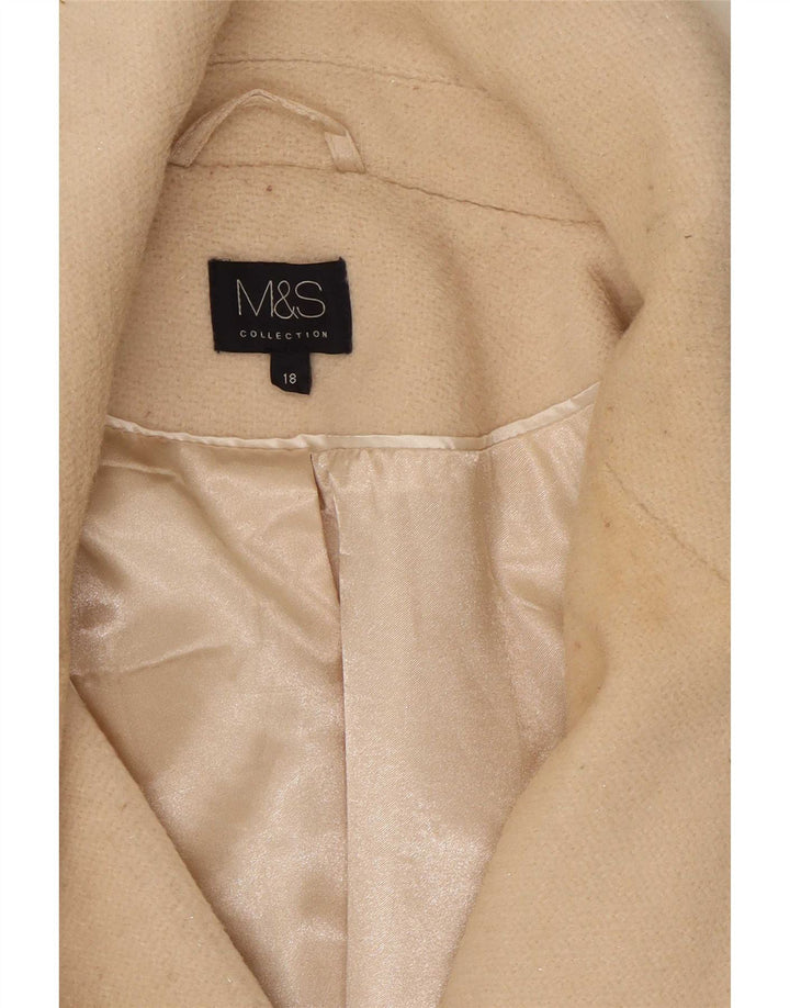 Marks & Spencer Damski płaszcz dwurzędowy UK 18 XL, beżowy, poliester