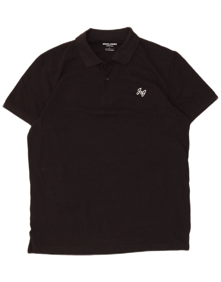 Męska koszulka polo Jack & Jones, duża, czarna, bawełniana