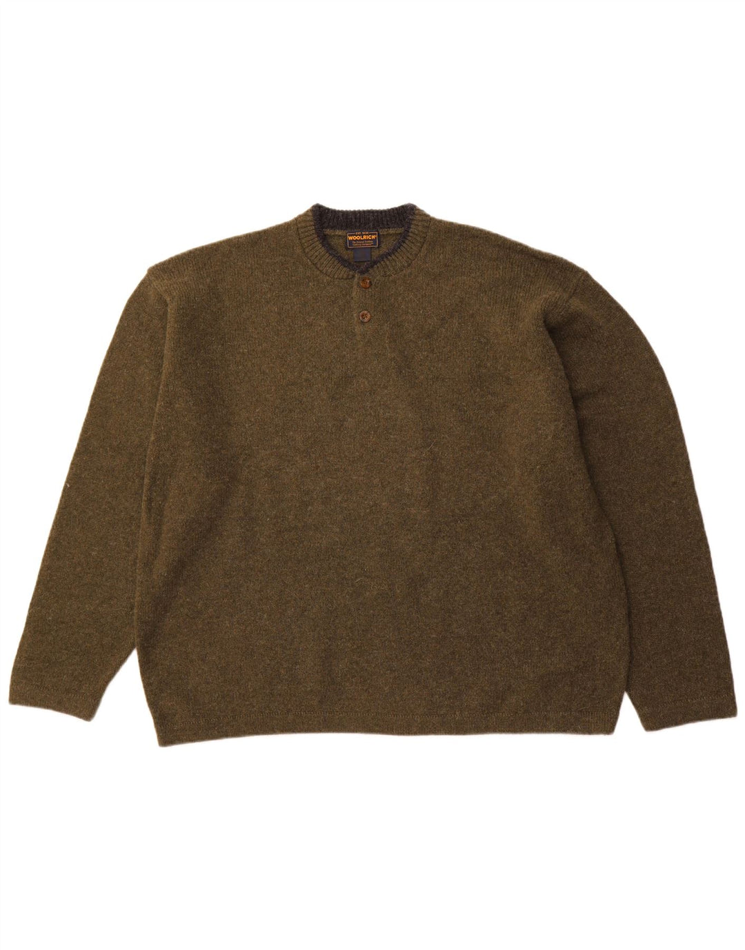 WOOLRICH Męski sweter zapinany na guziki, 2XL, wełna khaki