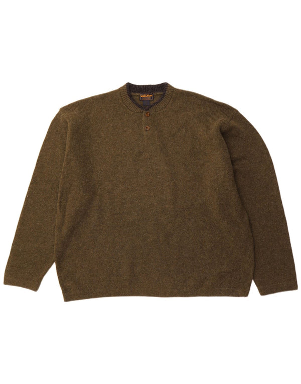 WOOLRICH Męski sweter zapinany na guziki, 2XL, wełna khaki