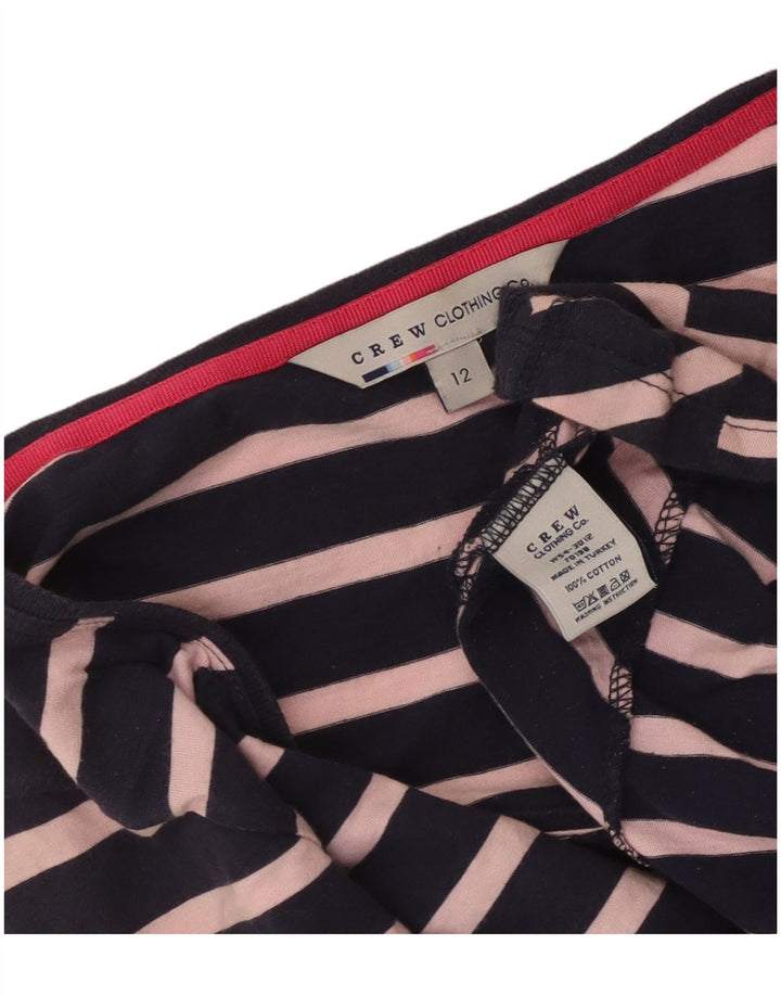 Crew Clothing Top damski z rękawem 3/4, UK 12, średni, granatowy, bawełniany w paski