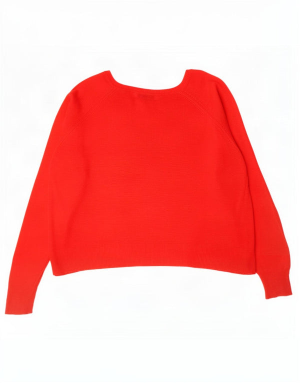Damski sweter Zara Crop Oversize z dekoltem w łódkę UK 10 Small Red Wiskoza