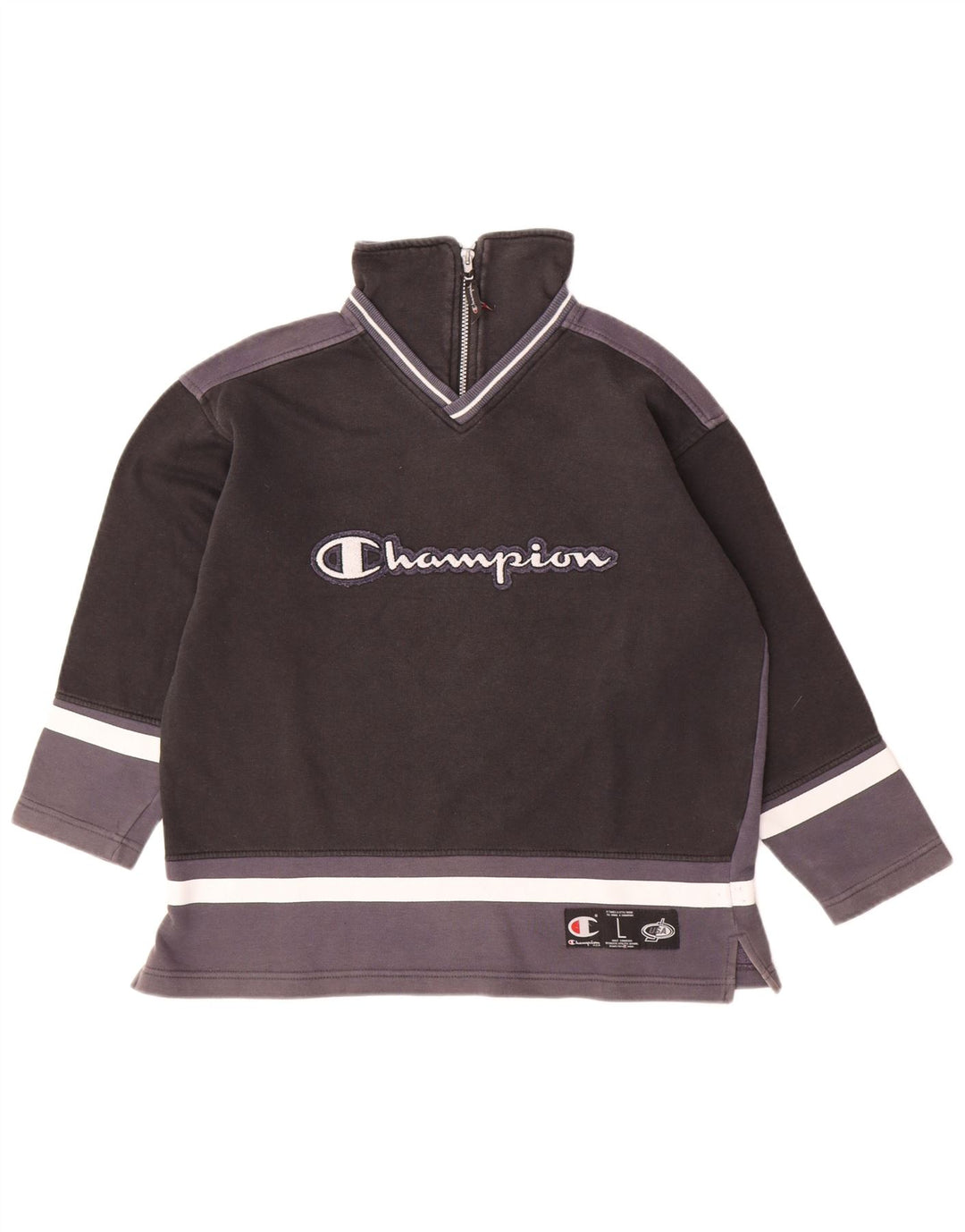 CHAMPION Boys Sweatshirt Jumper 11-12 Years Large Grey Colourblock