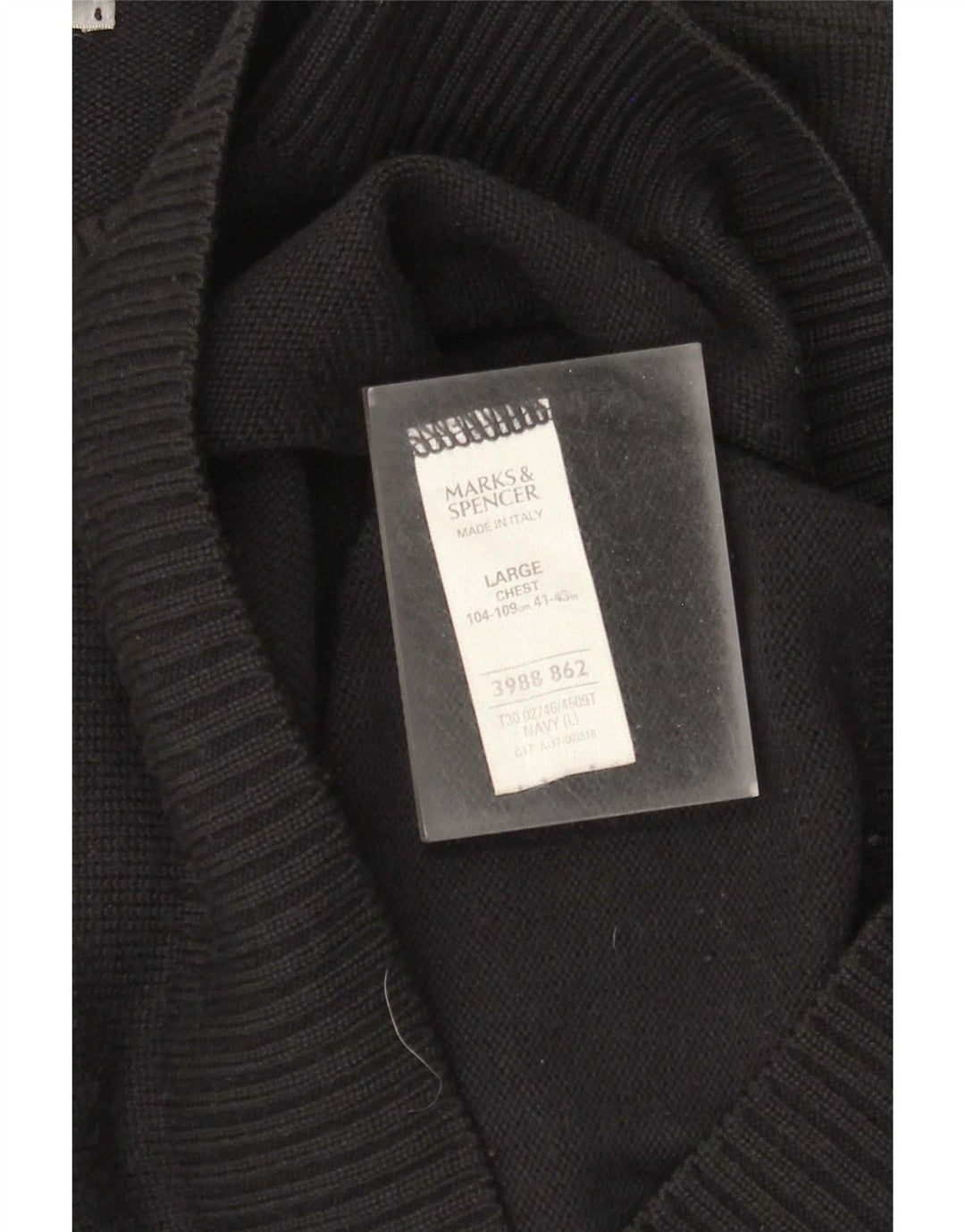 Marks & Spencer Męski sweter z okrągłym dekoltem, duży, granatowy, akrylowy