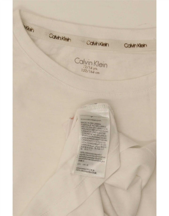 T-shirt chłopięcy Calvin Klein Regular, 12-13 lat, biała bawełna